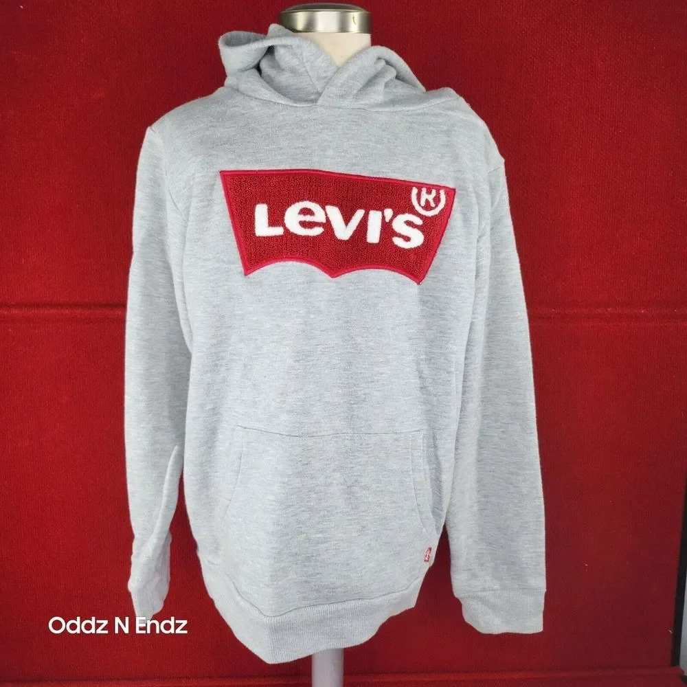 Levis Gray Hooded‎ Sweatshirt Mens Large Cotton/Polyester Blend Warm Casual Wear